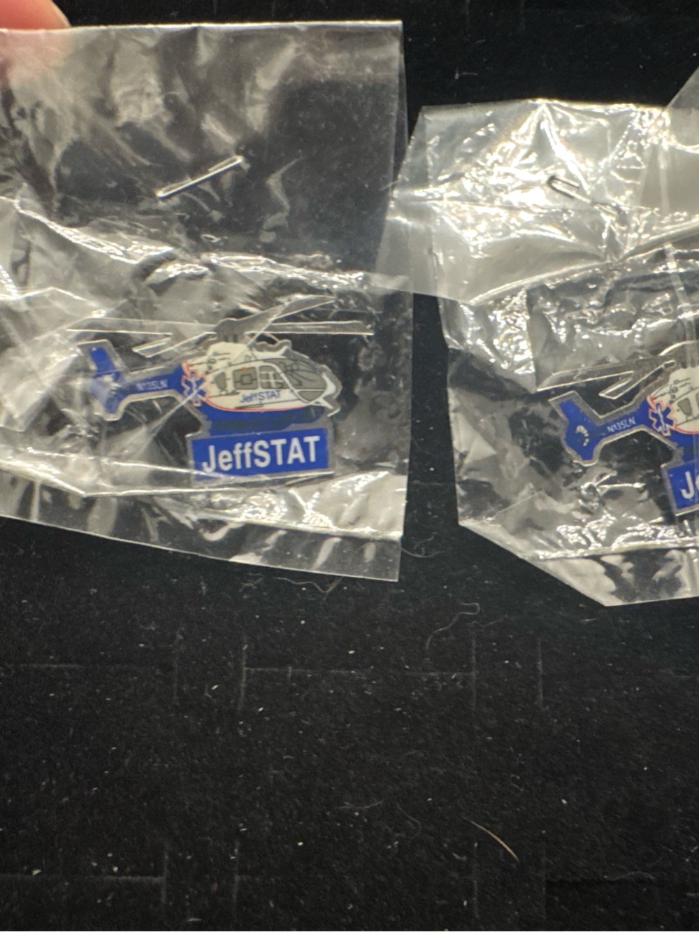 2 JeffSTAT Medical Helicopter EMS Lapel Pins Jefferson Air Ambulance